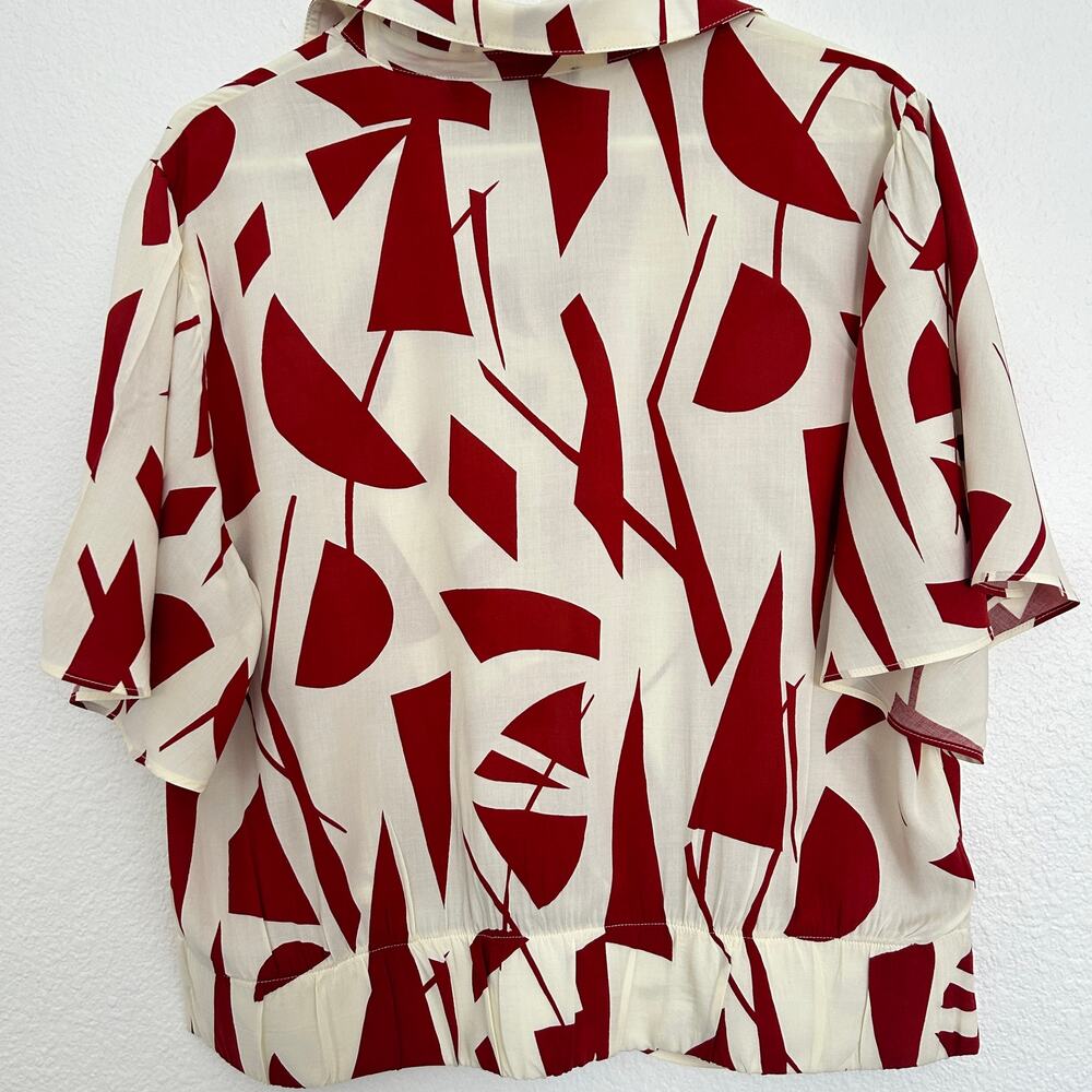 Nina Parker Women's Print Top Sz. 1X Casual Relaxed Cropped Button Up - Picture 3 of 9